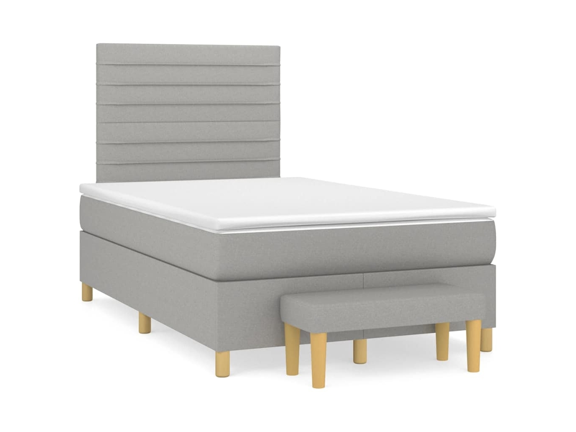 Vidaxl Cama Boxspring Com Colchão 120x190 Cm Tecido Cinzento-claro