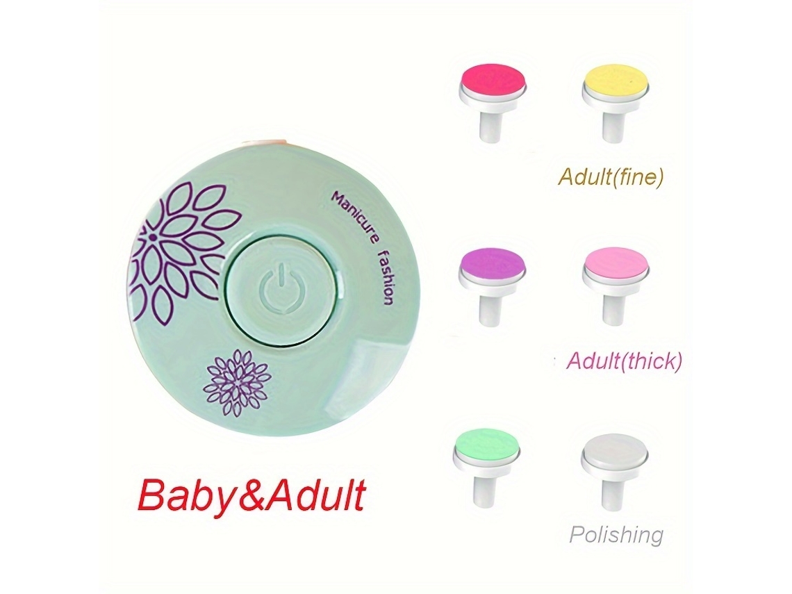Lixa De Unhas Elétrica Para Bebês Com Usb E 6 Cabeças Lixamento (verde)-aquaforge