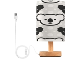 Abajur De Cabeceira Koala Para Quarto, Com Portas De Carregaje USB C, Luminária De Mesa Cabeceira, Luminária De