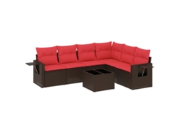 Conjunto de Sofá de Jardim, 7 Peças, Almofadas, Rattan Preto MAISON EXCLUSIVE