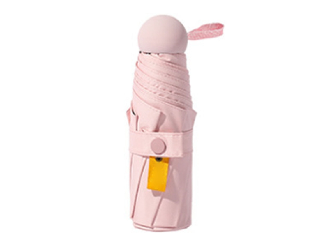Guarda chuva mini plegável portátil proteção UV resistente ao vento rosa claro S/MARCA