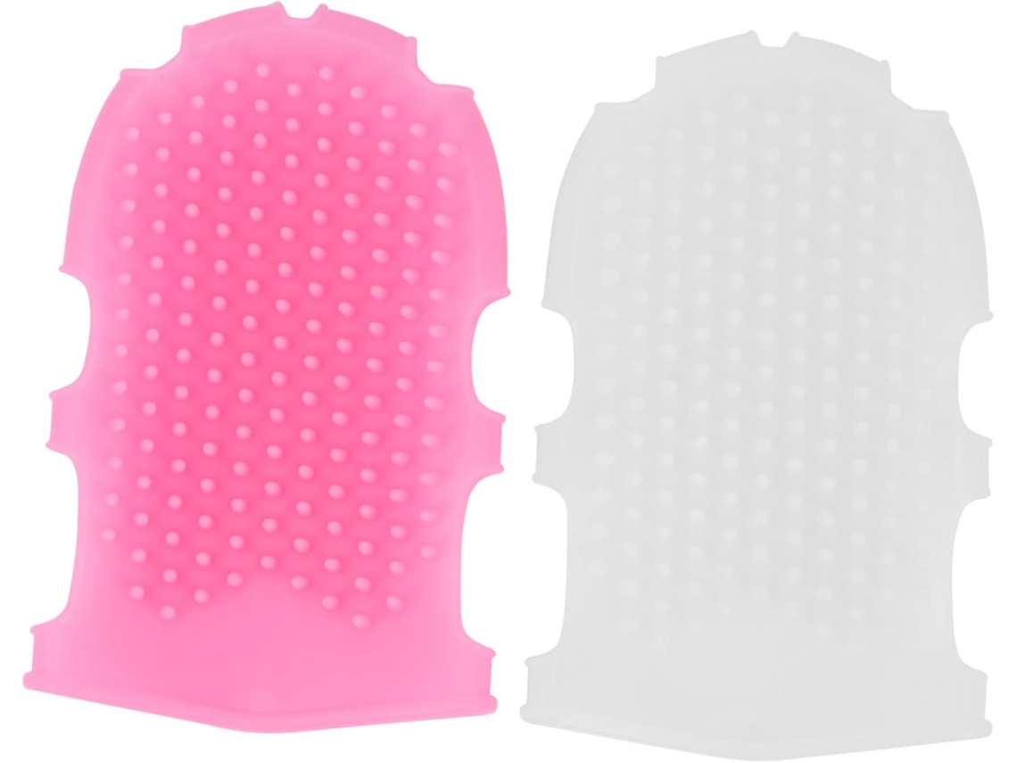 Conjunto De 2 Escovas Massagem Corporal Silicone, Rosa E Branca, Ergonômicas, Esfoliantes, Estilo Spa, Para Escovação A