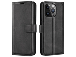 Capa Textura Gémeo Para Iphone 15 Pro Pele Sintética Magnética Preto