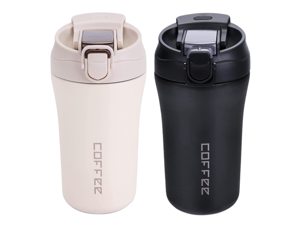 Conjunto de 2 Copos Térmicos de 400Ml À Prova D'Água para Café Chá Bebidas com Tampa e Canudo Reutilizáveis RNEMITERY