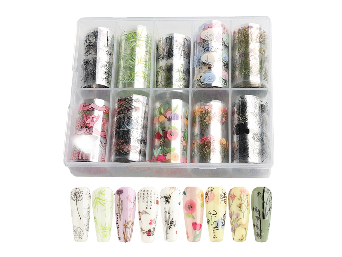 Conjunto com 10 Rolos de Adesivos de Transferência de Estilo Floresta de Bambu NEVEANCE