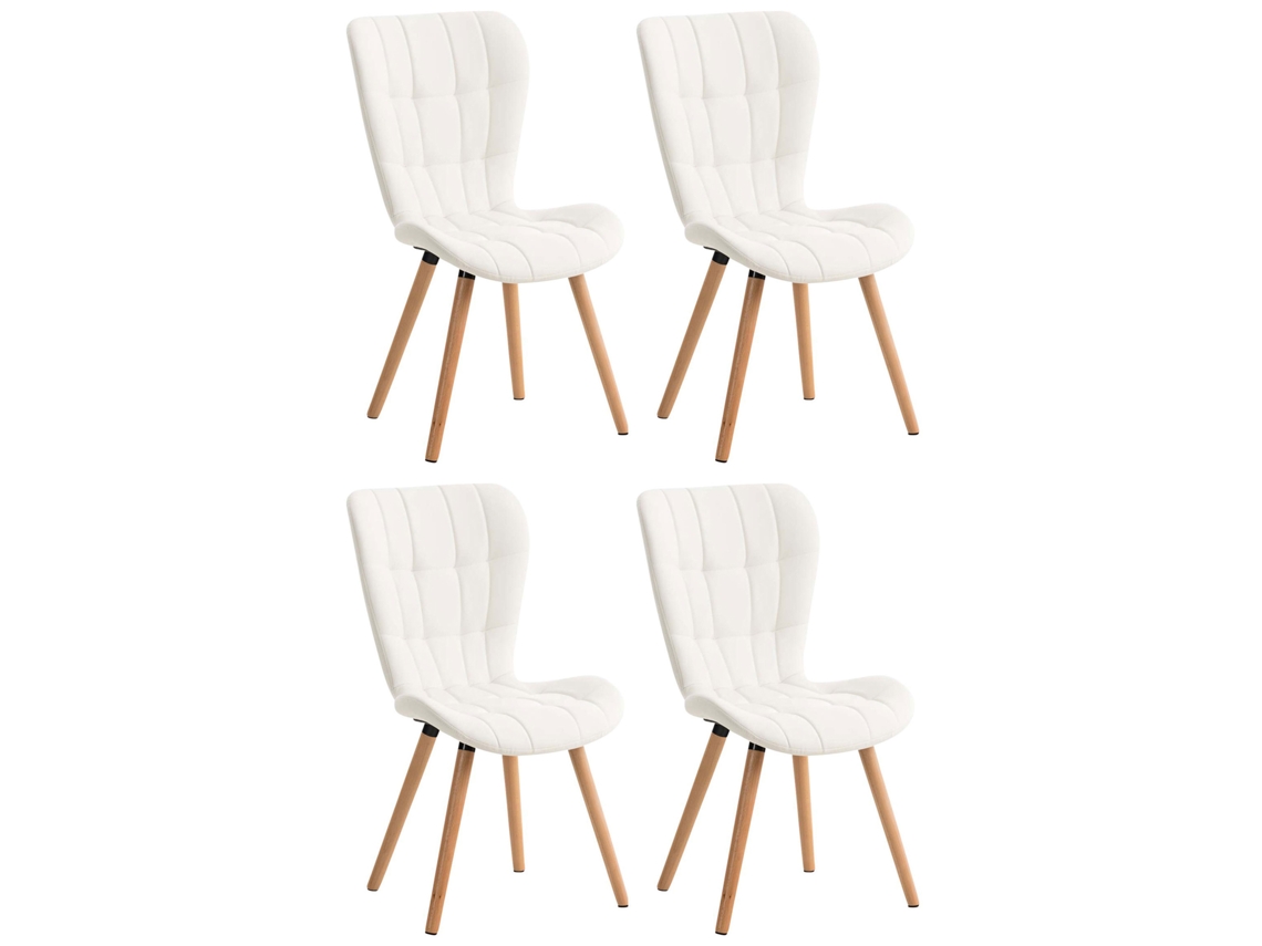 Conjunto de 4 cadeiras de jantar Elda em pele sintética branco CLP