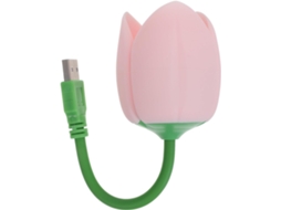 Luminária Noturna Gleavi Em Formato De Flor Rosa, Compacta E Com