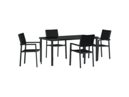 Conjunto 4 De Jantar De Jardim Vidaxl Preto De Rattan Poliéster