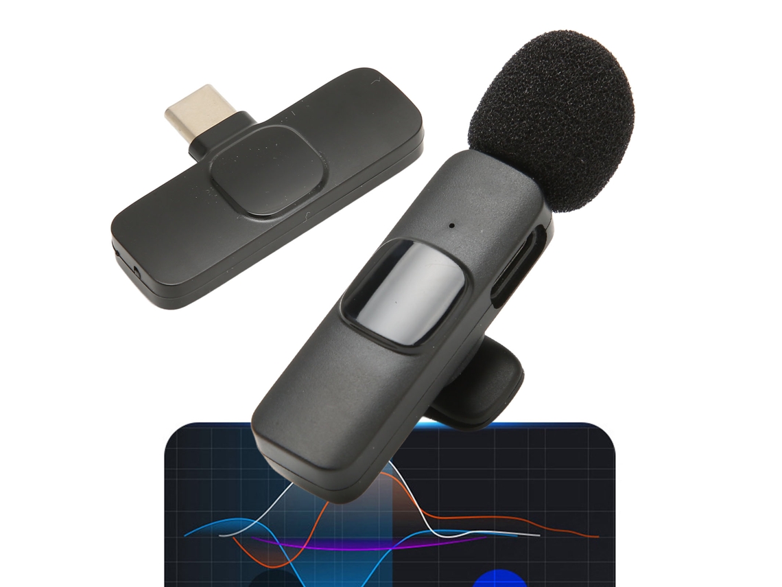 Microfone De Lapela Sem Fio Usb C, Plug Play, Emparelhamento Automático, Tipo C, Mini Para Telefone, Pc, Tablet K8 Aquaforge
