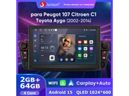Auto Rádio Hexinex Android 15 Para Peugeot 107 Citroën C1 Toyota Aygo 2002-2014 2+64gb Wifi