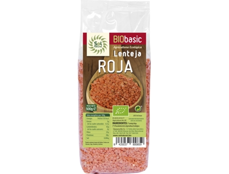 Suplemento Alimentar SOLNATURAL Lenteja Roja Bio (500 Gr)