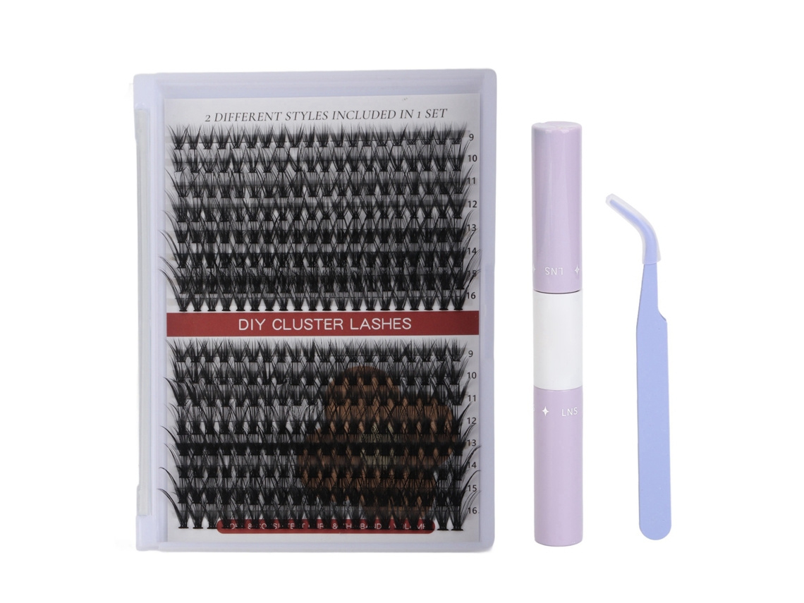 Kit De Extensões De Cílios Diy 240pcs Cílios Individuais 9-16mm Com Cola Selante Pinça