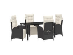 Conjunto 5 De Jardim De Vidaxl Preto Vime Poliéster