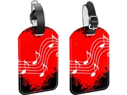 Conjunto De 2 Etiquetas Bagagem Em Couro Sintético Proteger A Privacidade Músicas, Notas Musicais E Claves De