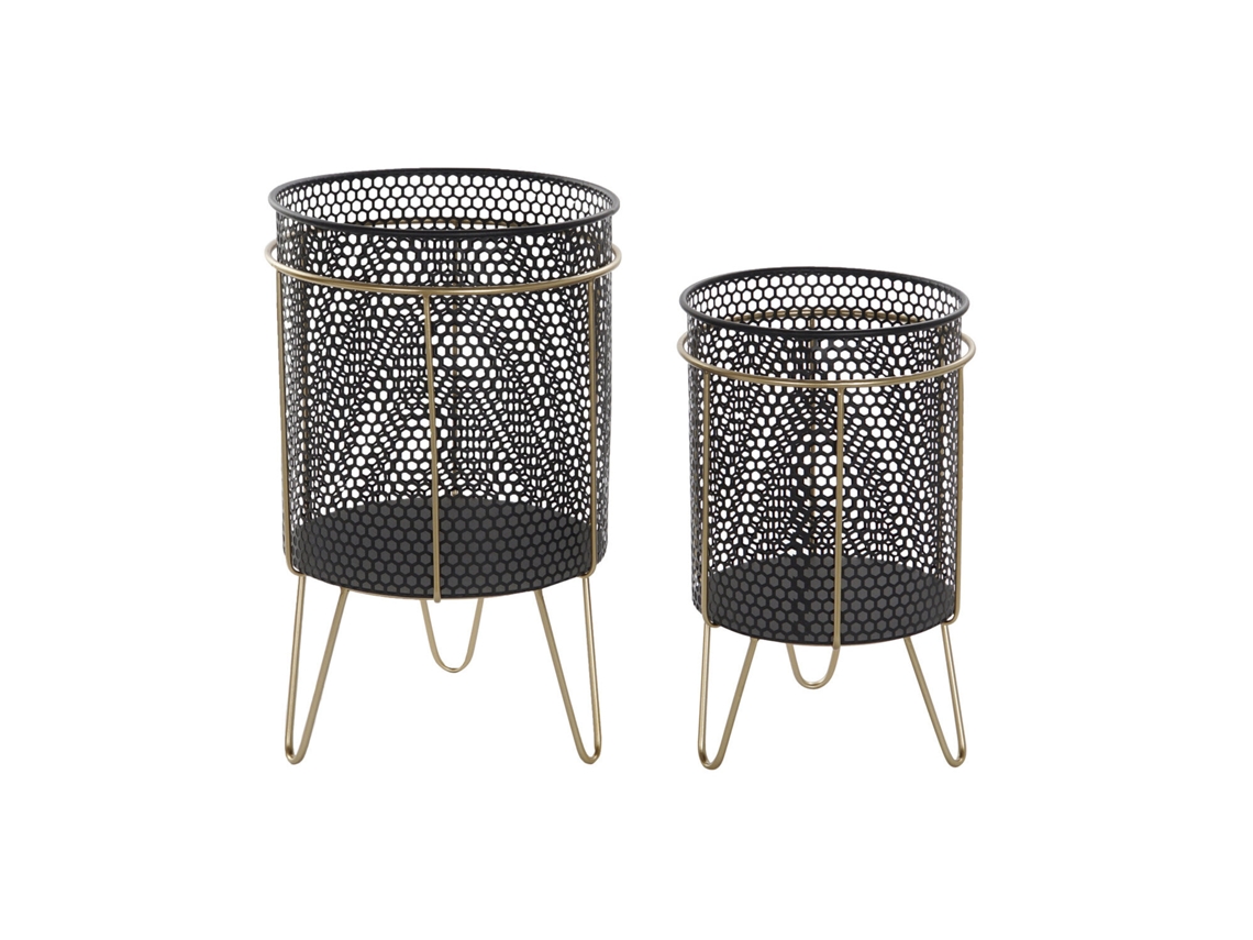 Conjunto de 2 Vasos de Metal, 30x48 Cm, Preto, 36x36x58 Cm ALEXANDRA HOUSE LIVING