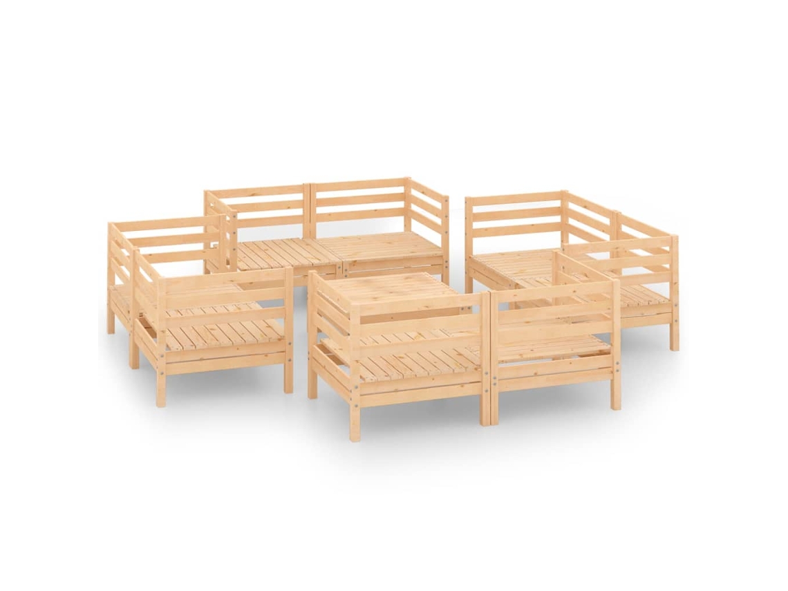 Maison Exclusive - 9 Pcs Conjunto Lounge De Jardim Pinho Maciço