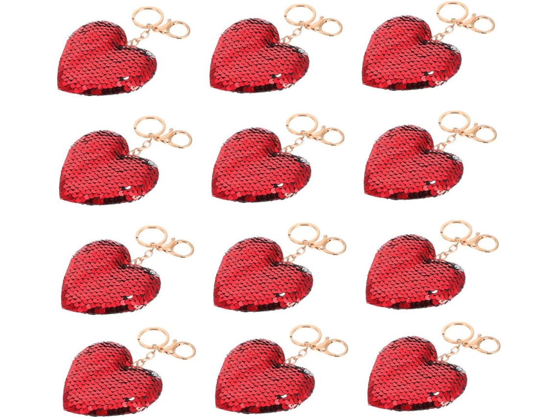 Conjunto De 24 Pingentes/enfeites Brilhantes Em Formato De Coração Para Chaveiros.