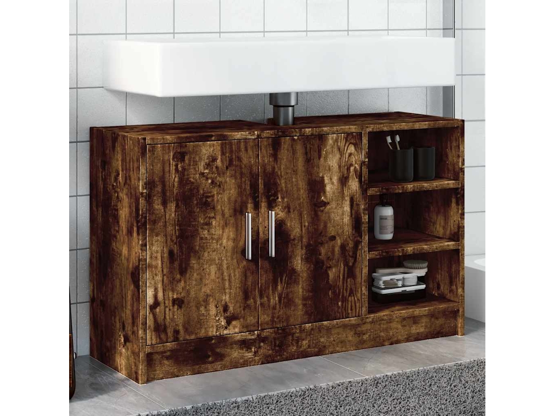 Vidaxl Armário De Lavatório 90x29x55 Cm Deriv. Madeira Carvalho Fumado