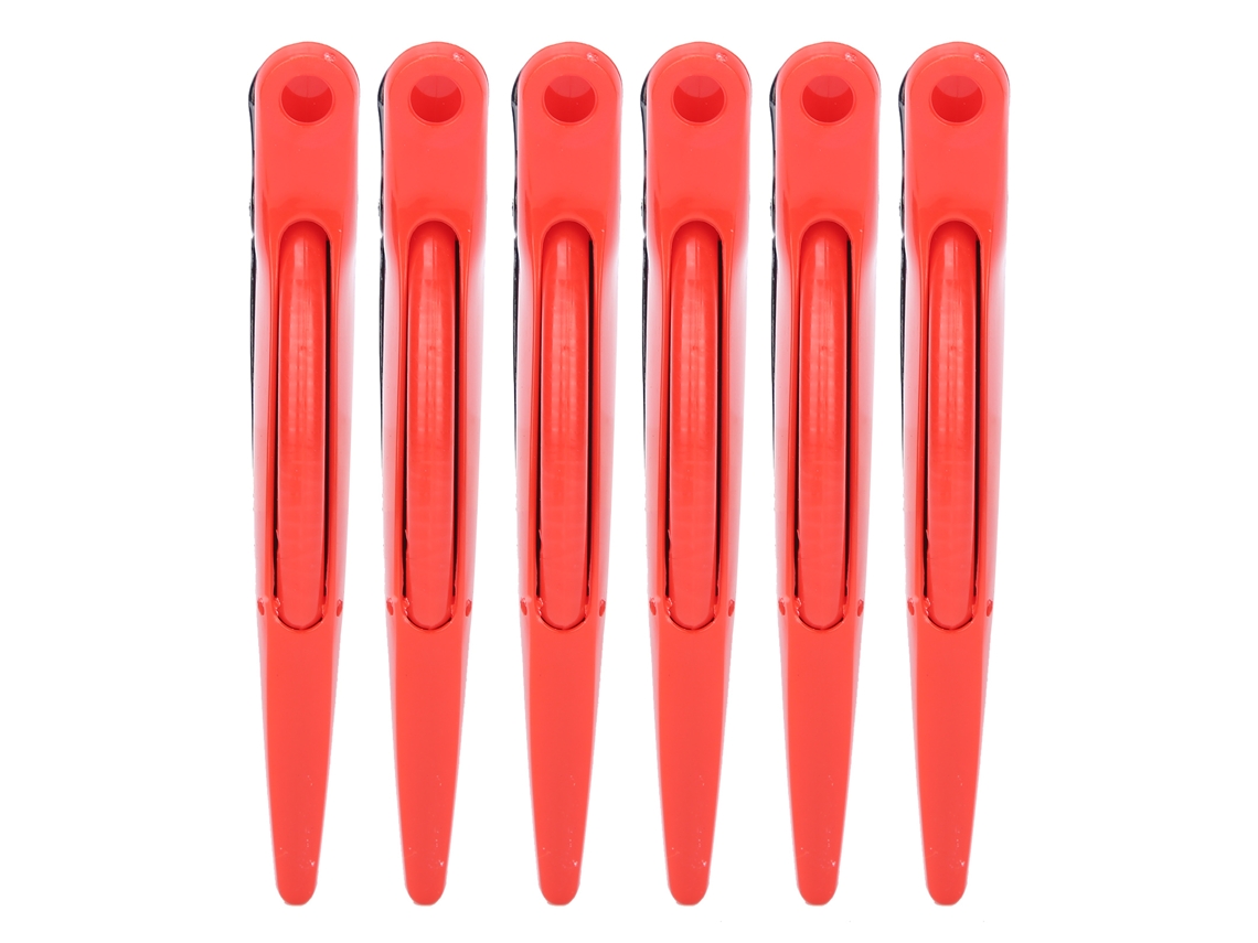 2026 6pcs Pinza de Pelo para Peinado Pinza de Pato para Peluquería Seccionar Teñir Rojo