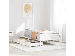 Vidaxl Cama Sem Colchão 100x200 Cm Madeira De Pinho Maciça Branco