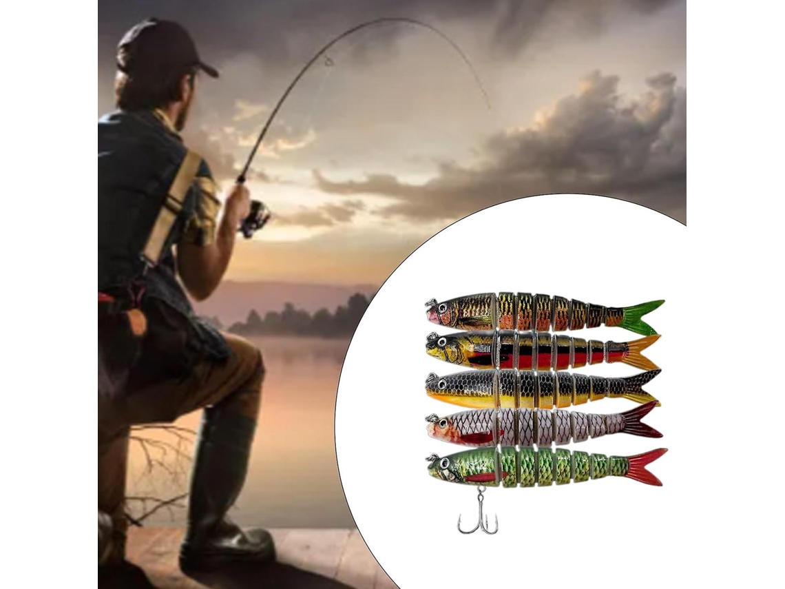 Lurelia Kit De Pesca Kits De Iscas Rígidas Para Pesca Iscas Macias Articuladas De Múltiplas Seções Com Anzóis De Madeira Para Pesca Submersa
