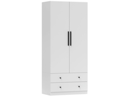 Guarda roupa, Portas, 2 Área de Penduração, Roupa, 2 Gavetas, Aglomerado, Branco