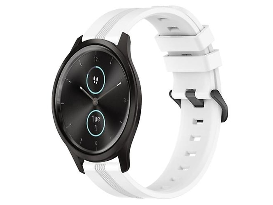 Pulseira De Relógio Lurelia Para Garmin Garminmove Style 20 Mm Côncavo Listrado Slicone Branco