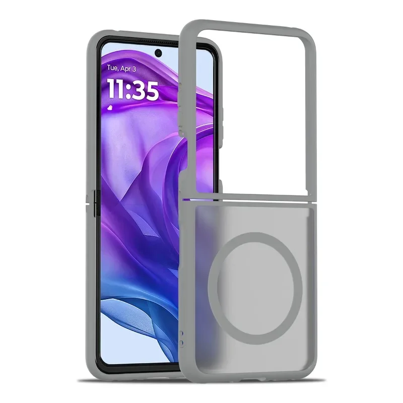 (cinza, Motorola Razr 60) Capa Dobrável Fosca Para Celular Com Carregamento Magnético, Textura Agradável Ao Toque E Resistente A Impactos.