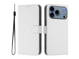 Capa De Couro Sintético Para Iphone 17 Pro Max - Toque Suave - Cor Sólida - Com Cordão