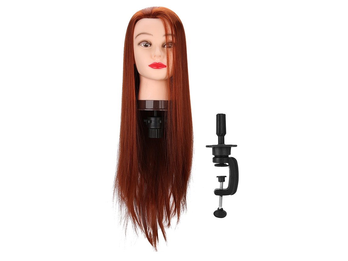 Cabeza De Maniquí Rojo Marrón Para Practicar Estilismo De Cabello