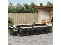17 Pcs Conjunto De Jantar P/ Jardim C/ Almofadões Vime Pe Preto Dkd Home Decor