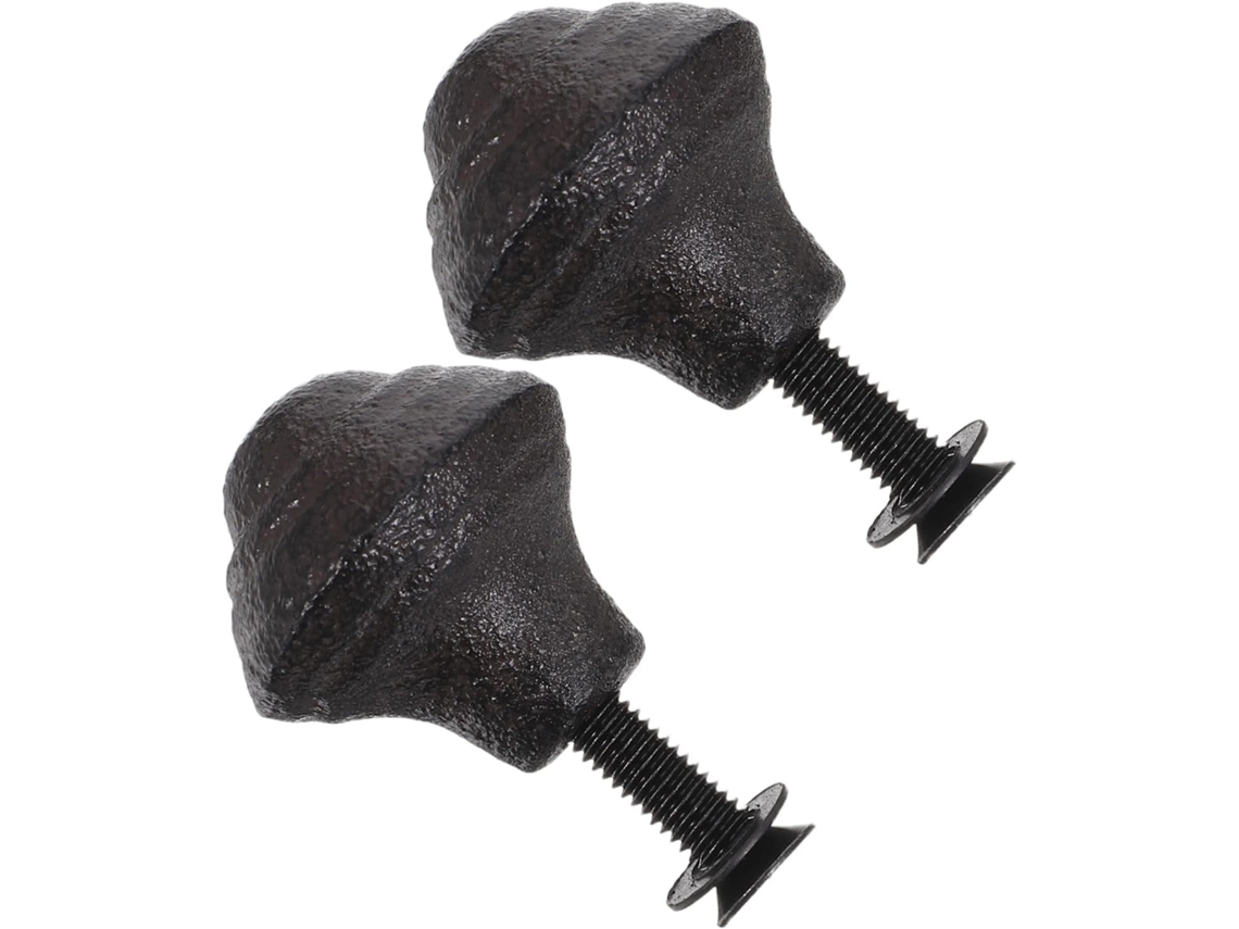 Conjunto De 2 Puxadores Redondos Ferro Preto Com Design Vazado, Estilo Clássico Vintage Para Armários De Cozinha E