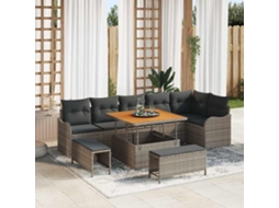 Vidaxl Conjunto De Sofá De Jardim 9 Unid. 8-número De Lugares Cinzeto