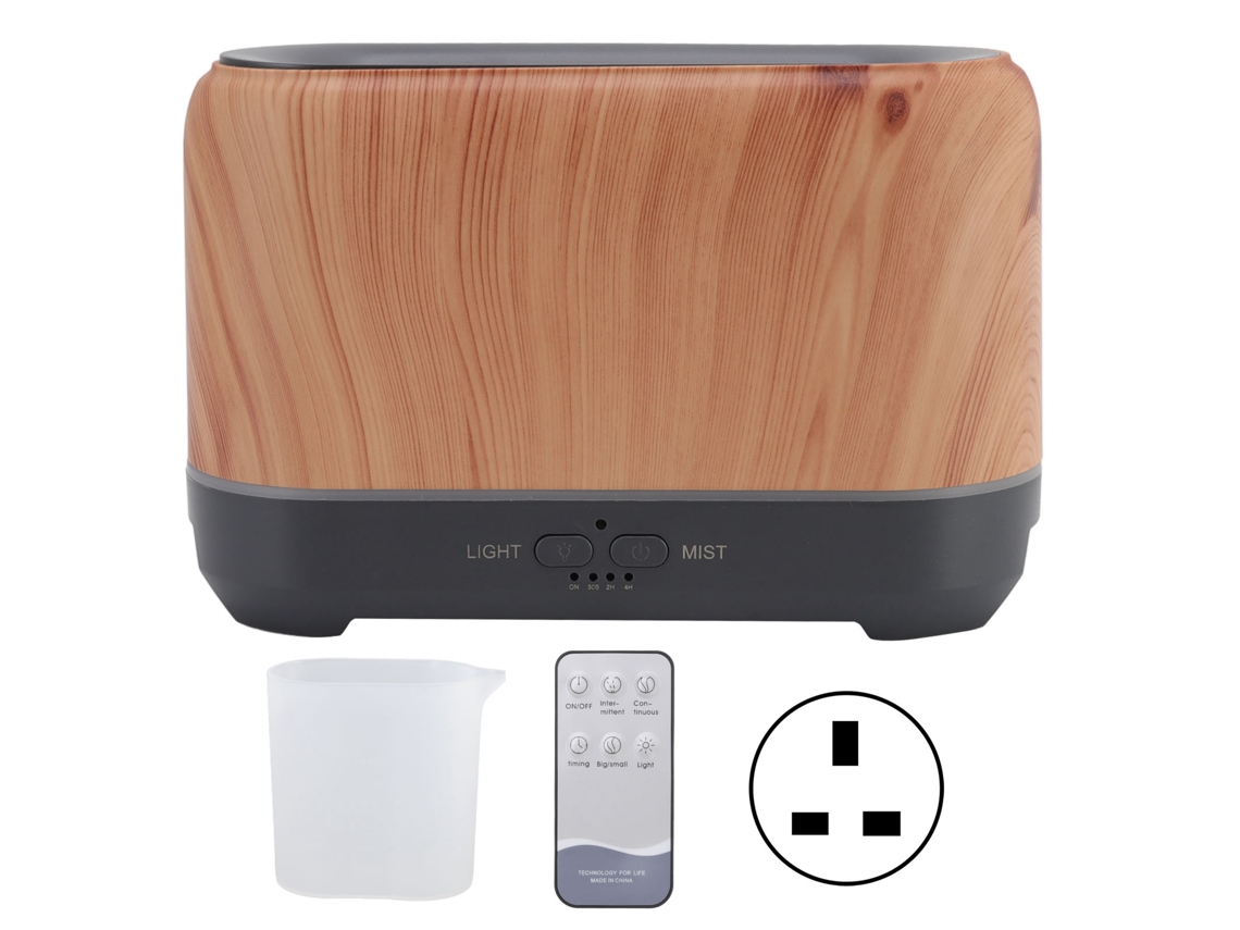 Umidificador Difusor de Aroma 200ml Abs 24v 8w com Lâmpada Led Chama e Controle Remoto Uk Plug