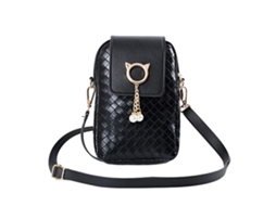Bolsa de Ombro Pequena Couro Pu para Celular Feminina Estilo Ins Moda Preta