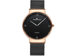Reloj De Pareja De Aleación Con Esfera Redonda Display Analógico Cuarzo (hombre Negro)