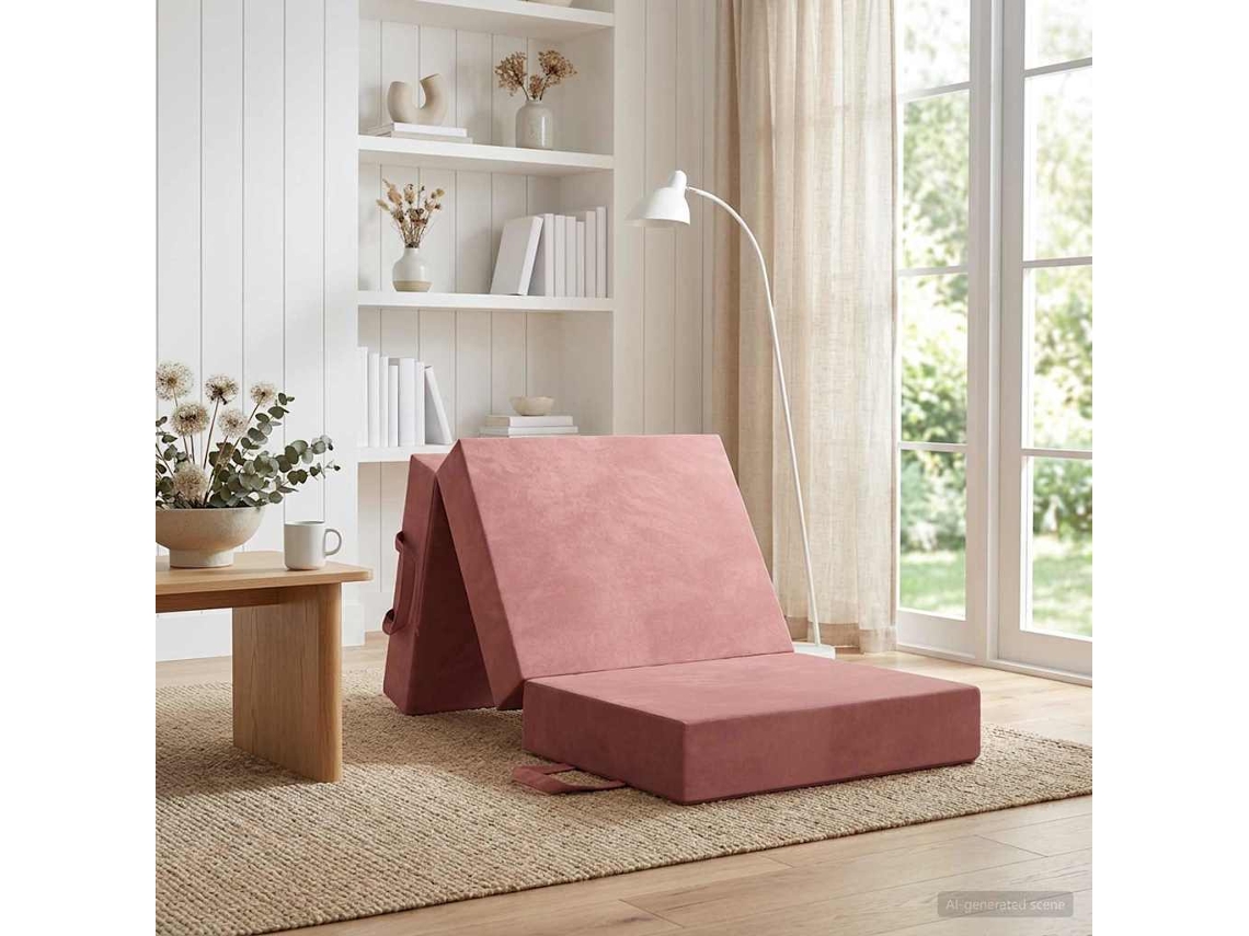 Vidaxl Sofá Cama Dobrável 90 X 63 X 45 Cm Rosa