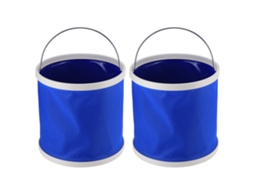 Conjunto de 2 baldes plegáveis 9l azuis portáteis para acampamento hiking resistente e durável S/MARCA