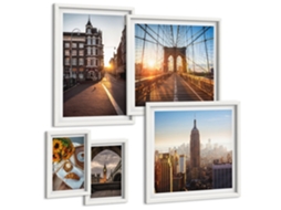 Um Conjunto De Imagens Decorativas Em Uma Moldura Ruas Venezianas Com Água Moldura Branca Fotos Para O Escritório Espelharte (conjunto De 5 Imagens)