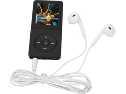 Reprodutor de MP3/MP4, tela de 1 polegada, portátil com até 30 horas de duração, memória de 1,8 polegadas expansível até 64 GB, leve, bateria de longa duração (preto)
