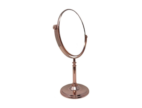 Espelho cosmético de mesa oval com zoom giratório ouro rosa 19,5x16x33,5 cm 69417