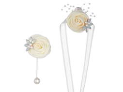 Conjunto de Corsage e Boutonnière de Branco Leite para Pulso LAXISCREED