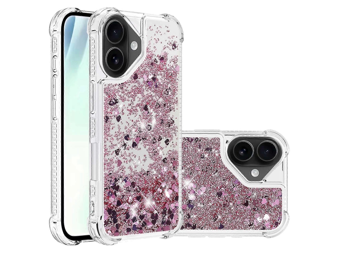 Capa De Tpu Compatível Com Iphone 17 Com Glitter E Areia Movediça, À Prova De Choque -lingling Rosa G