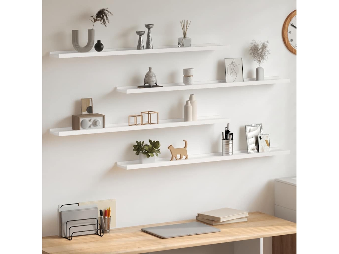 Vidaxl Prateleiras De Parede 4 Pcs 100x9x3 Cm Branco