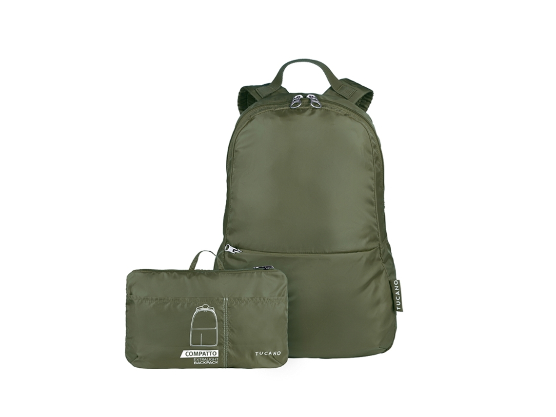 Mochila Expansível TUCANO Compatto Eco Backpack Verde Tropa (19x29x5cm - 25L)