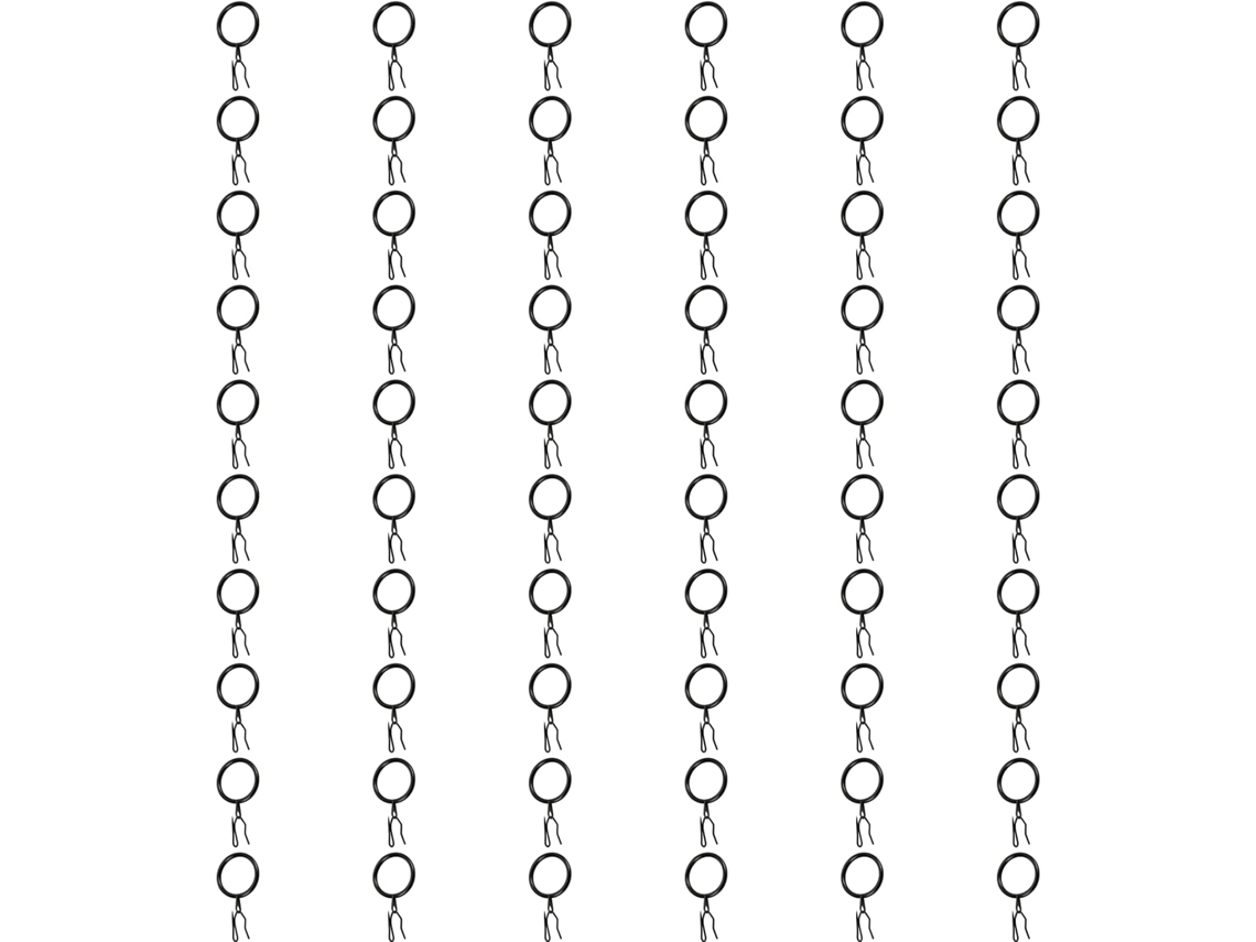 Conjunto De 60 Argolas Para Cortina Com Ganchos, Metal Pino Fixação,
