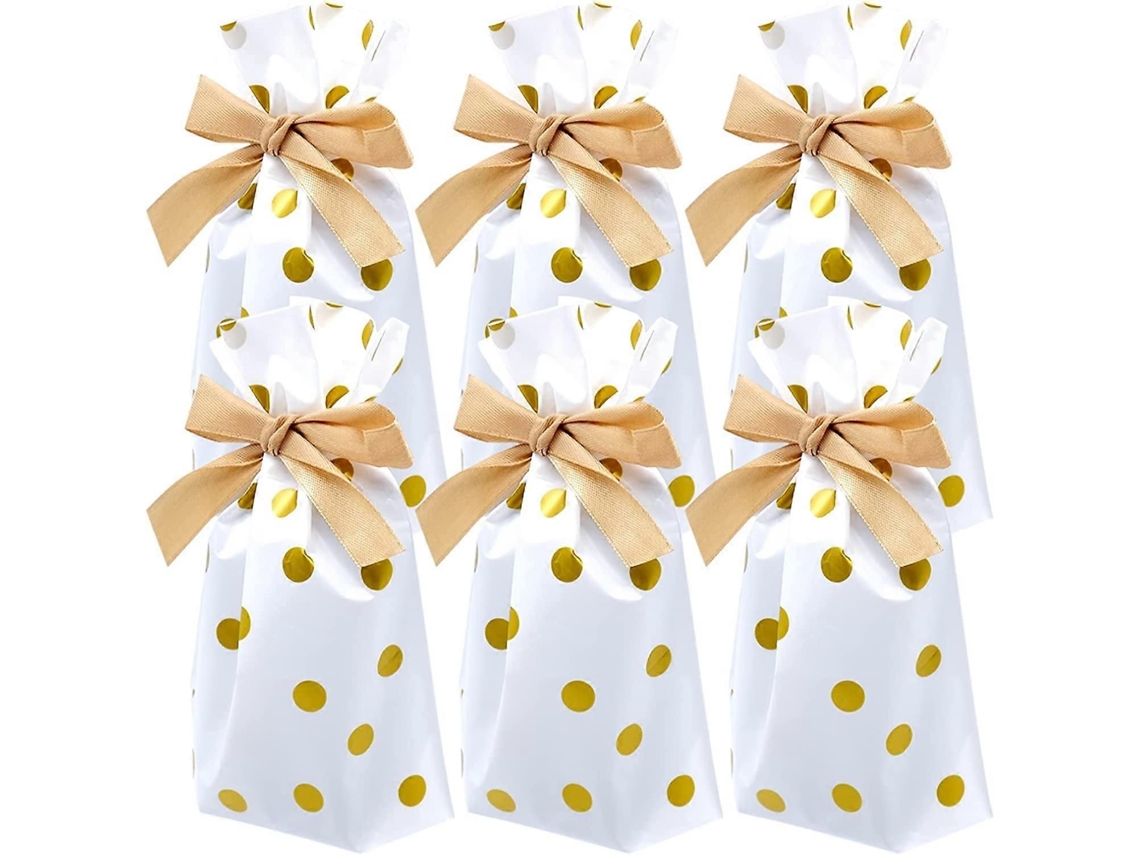50 Sacolas De Presente Douradas Com Cordão