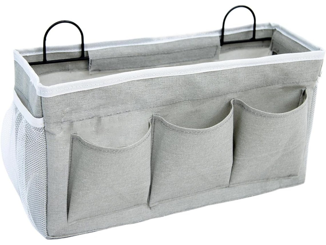 Cesto Organizador Suspenso Impermeável Com Bolsos Para Cama Dormitório Porta Cobertor