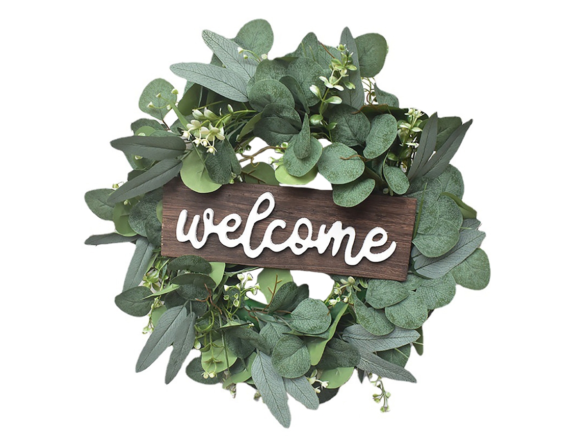 Plaque de Madeira Pequena com Coelho e Frutas Douradas para Decoração de Porta LAXISCREED