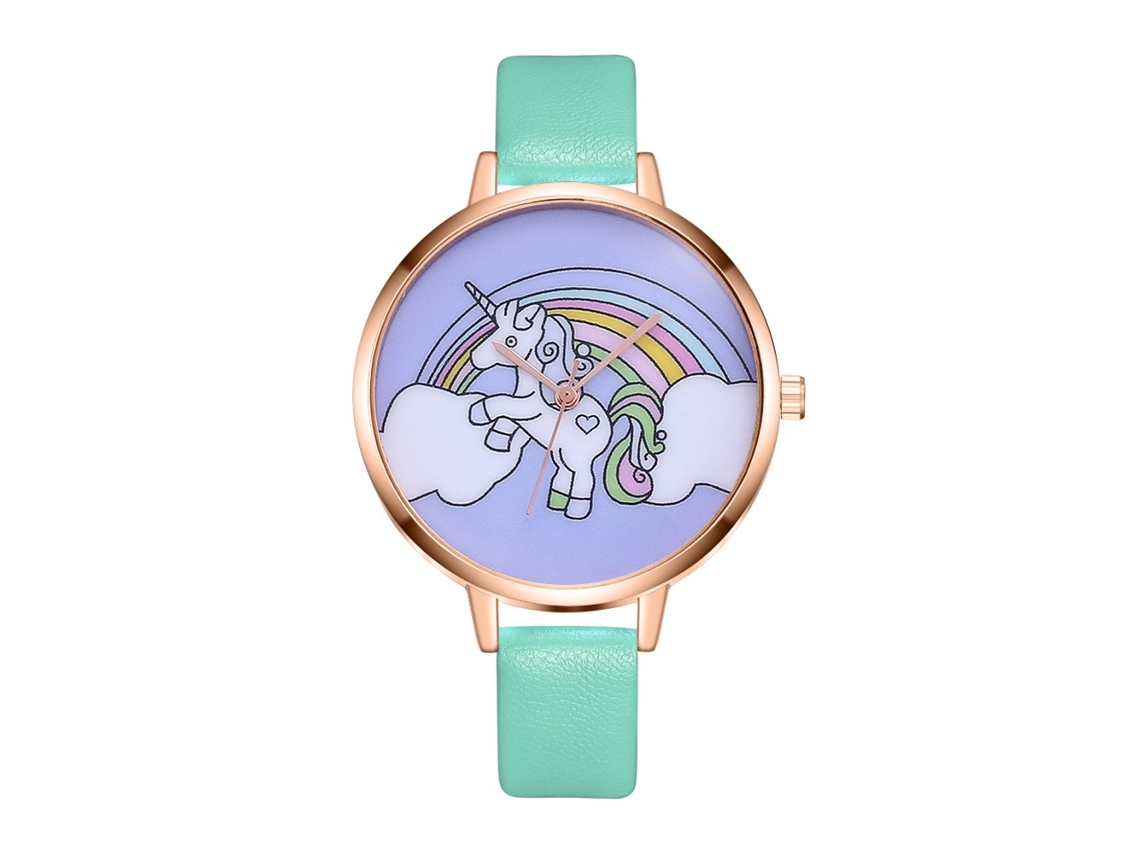 Relógio Analógico Feminino Simples de Quartzo com Pulseira de Couro Pu Slim Zhoulianfa (menta)